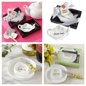 KATE ASPEN Set: 1 Tea Bag Caddy and 1 Olive Tray & Spreader NWT